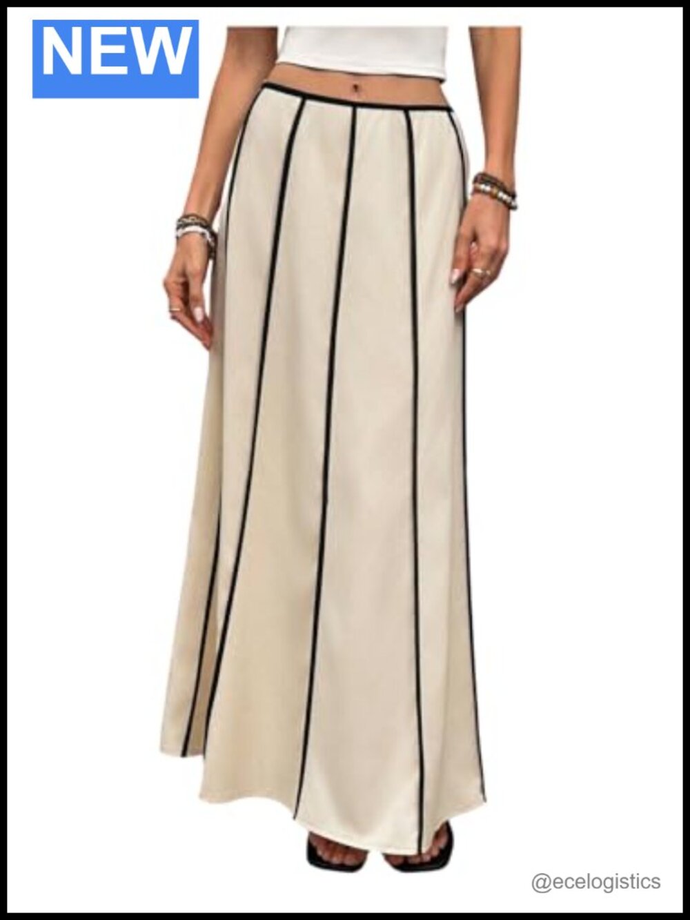 Fishtail Maxi Skirt Low Rise Contrast Binding Long Women's